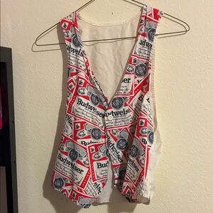 Budweiser Graphic Red and White Tank Top